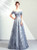 In Stock:Ship in 48 Hours Gray Blue Sequins Off the Shoulder Prom Dress