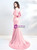 In Stock:Ship in 48 Hours Pink Chiffon Mermaid Spaghetti Straps Prom Dress