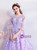 In Stock:Ship in 48 Hours Purple Tulle Appliques Long Prom Dress