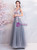 In Stock:Ship in 48 Hours Gray Tulle Appliques V-neck Prom Dress