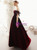 A-Line Burgundy Velvet Off the Shoulder Pleast Long Prom Dress