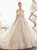 Champagne Ball Gown Tulle Lace Backless Wedding Dress With Beading