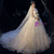 Champagne Ball Gown Tulle Sequins High Neck Backless Wedding Dress With Beading