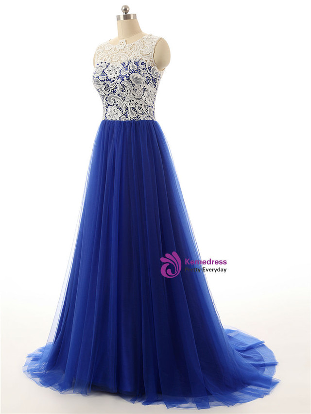 Long Tulle Prom Dresses Royal Blue Prom Dresses 2017 Prom Dresses