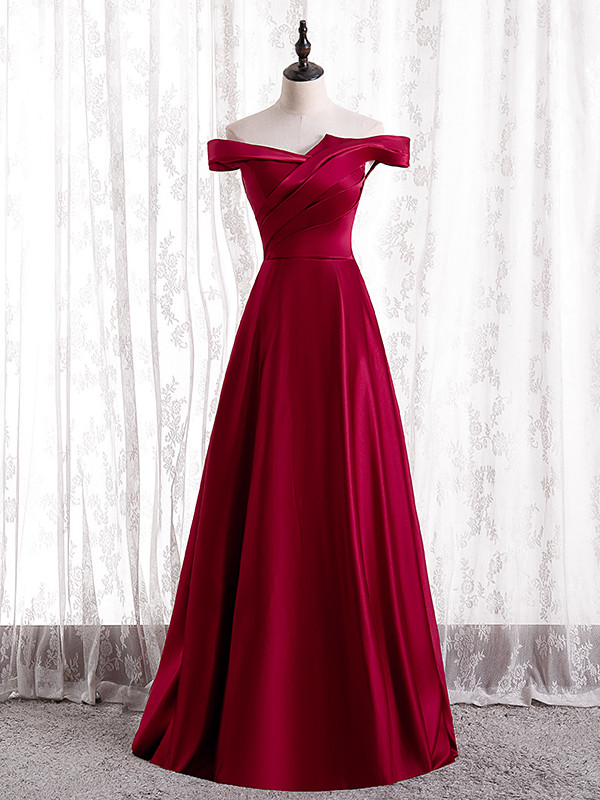 A Line Off the Shoulder White Chiffon Pleats Prom Dress LBQ4174 main image 1