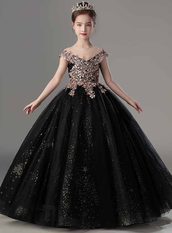A-Line/Princess Tulle Flower Girl Dresses with Beading & Applique main image 1