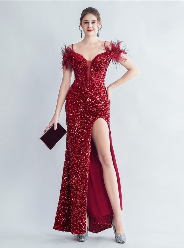 Sample Blue Bird Luxury Feather Party Dress