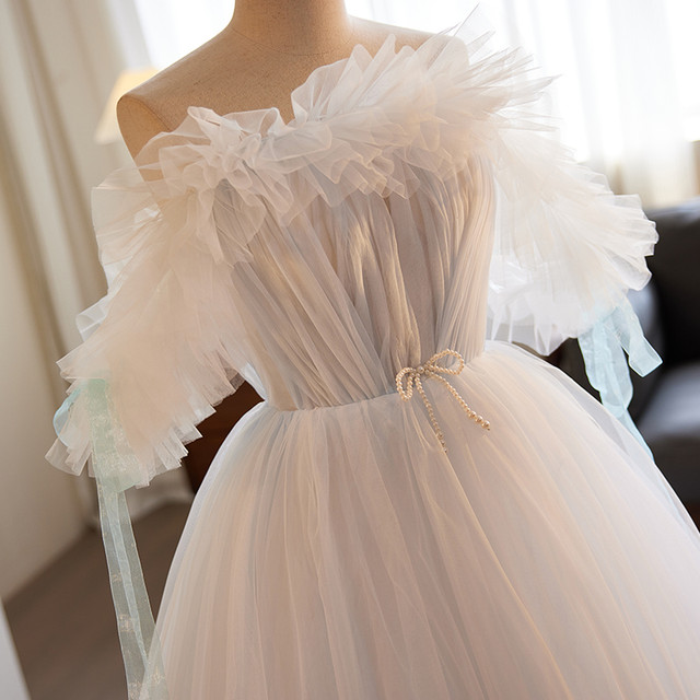 Vintage Ball Gown Strapless Tulle White Wedding Dresses
