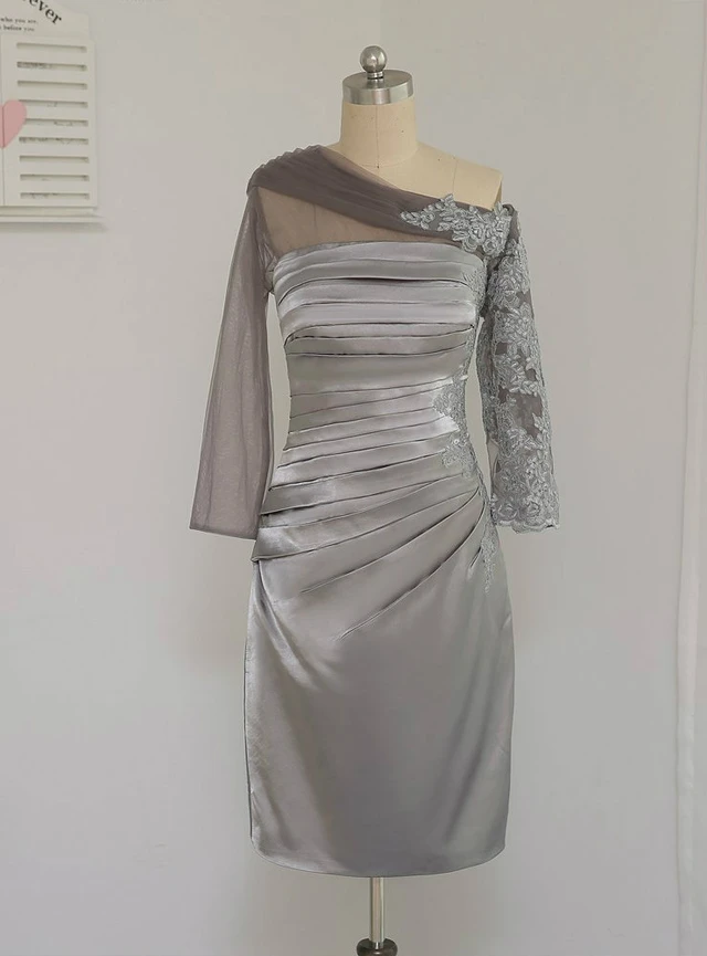 Royal Blue Bateau Neck 3/4 Sleeves Beaded Sheath Mother of the Bride Dress main image 1