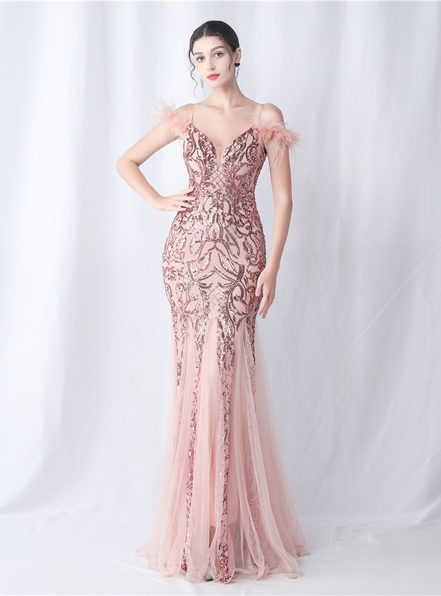 Rehanna Girls Pink Feather Party Gown main image 1