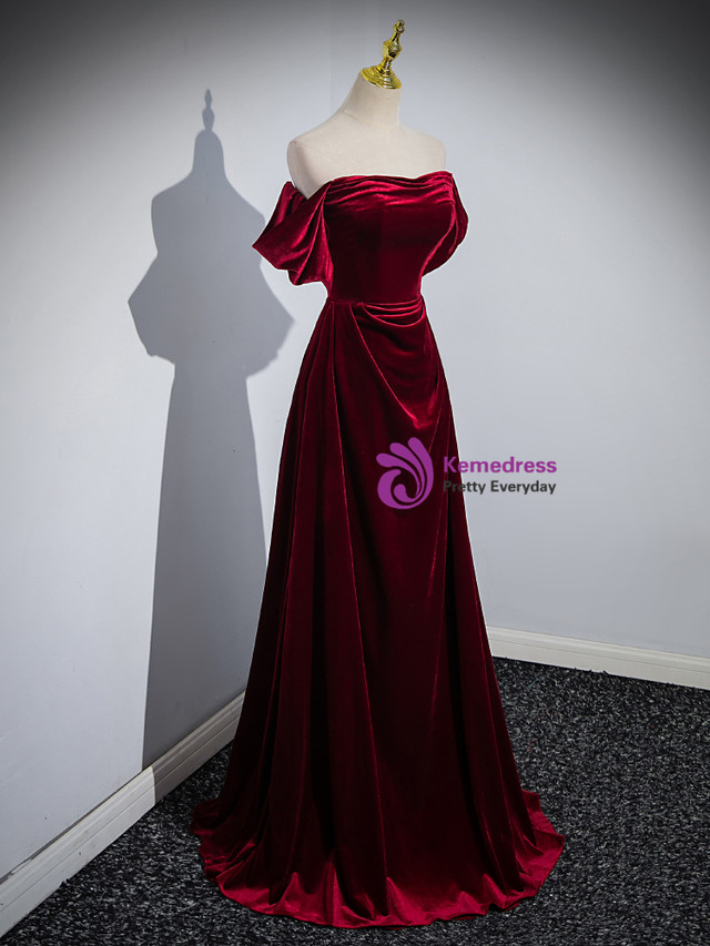 Sexy Pleated One Shoulder Sheath Evening Dress Burgundy Party Prom Gown cc2308 main image 0