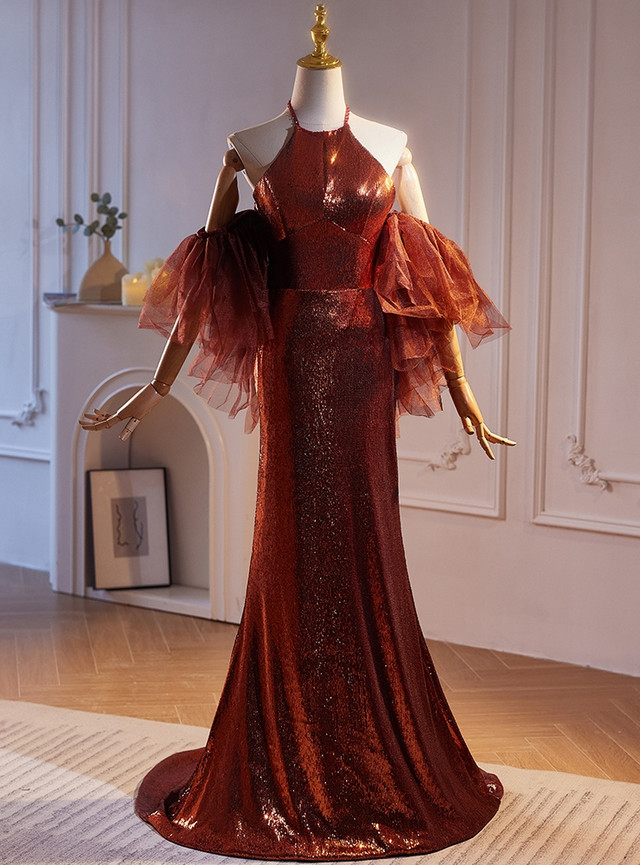 Burgundy Sequins Dress