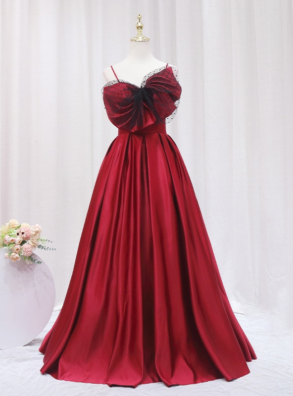 Spaghetti Straps Backless Light Blue Satin Long Prom Dress main image 0
