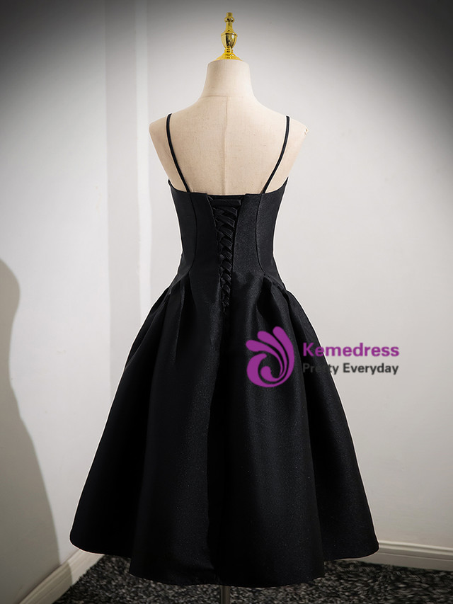 Spaghetti Strap Satin White Floral Short Prom Dress main image 0