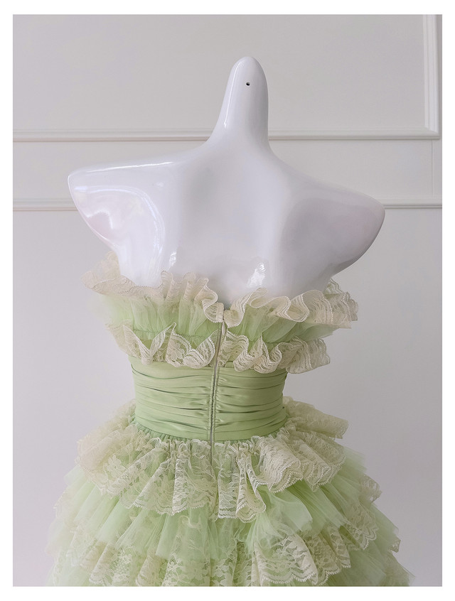 Light green tulle tube top design elegant long dress homecoming dress R4853 main image 1