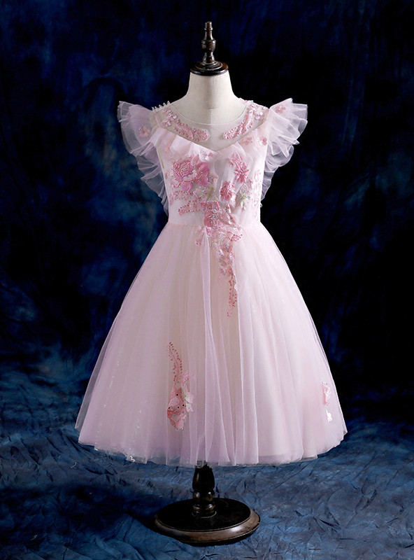 Retro Strapless Ball Gown Pink Satin Tulle Pleated Appliques Quinceanera Dress Sweet 16 Dress