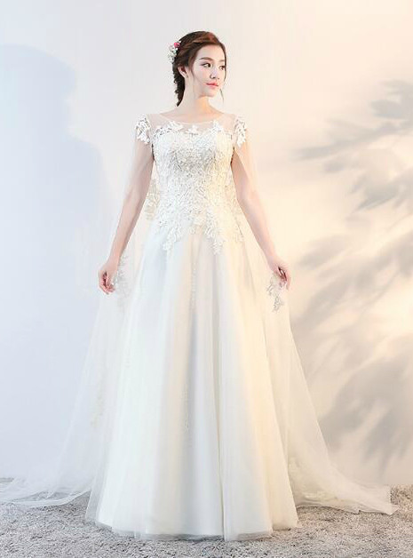 In Stock:Ship in 48 hours A-Line Lace Wedding Dress