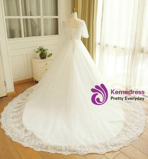 Plus Size White Tulle V-neck Backless Wedding Dress Plus Size White Tulle V-neck Backless Wedding Dress