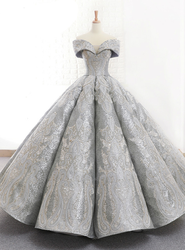 elegant silver ball gown