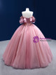 Pretty Spaghetti Straps Pink Satin Tulle Beaded A Line Long Party Dress Birthday Prom Dress SP2138 main image 1