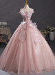 Pretty Pink Square Neck Tulle Sequin Beaded Birthday Quinceanera Dress Sweet 16 Dress SP1804 main image 1