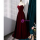 Burgundy Tulle Sequins Velvet Strapless Formal Prom Dress main image 1