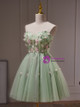 Lovely Green Sweetheart Beaded Straps Party Dress, Green Tulle Homecoming Dress main image 0