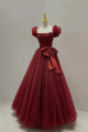 A Line Sweetheart Light Champagne Tulle Pleats Prom Dress LBQ3162 main image 1