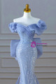 Off Shoulder Maxi Tulle Mermaid Regular Prom Dress mtc04-34