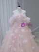 Fairy A Line Blush Pink Tulle Off-the-Shoulder Prom Gown with Appliques main image 1