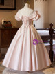 Pearl Pink A-Line V-Neck Cut Out Open Back Satin Short Prom Dress With Pockets OC131 main image 1