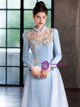 Exquisite Blue Beading Long Sleeve Short Prom Dresses main image 0
