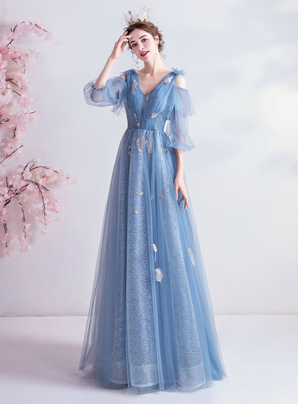 Sheer Tulle V-Neck Pleated A-Line Short Prom Dress Pool main image 0