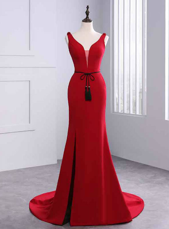 Sexy Green Satin Mermaid Backless Prom Dress Party  Dress  ,Long Wedding Guest Outfit Y7257