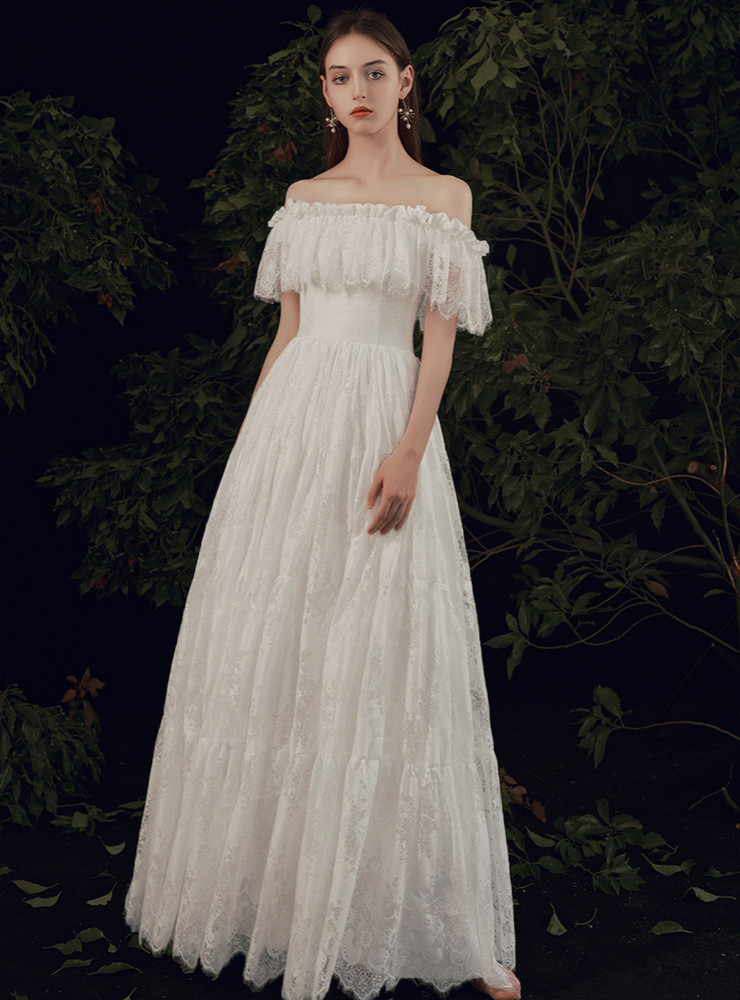Shailene Lace Bodice A-Line Dress White