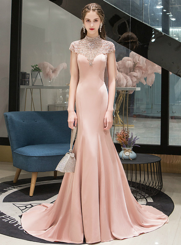 Grace High Neck Dress Bronzed Champagne