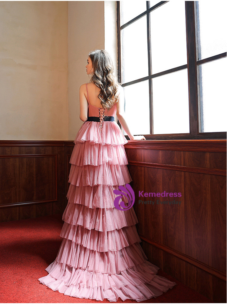 Lovely Pink High Low Party Dress, Tulle Prom Dresses, Homecoming Dress