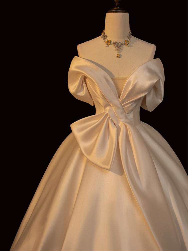 Off the Shoulder Satin Wedding Dress