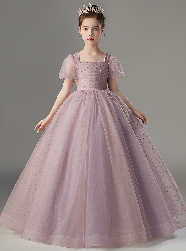 Floral Applique Square Pleated Tulle A-line Mini Dress Daffodil main image 1