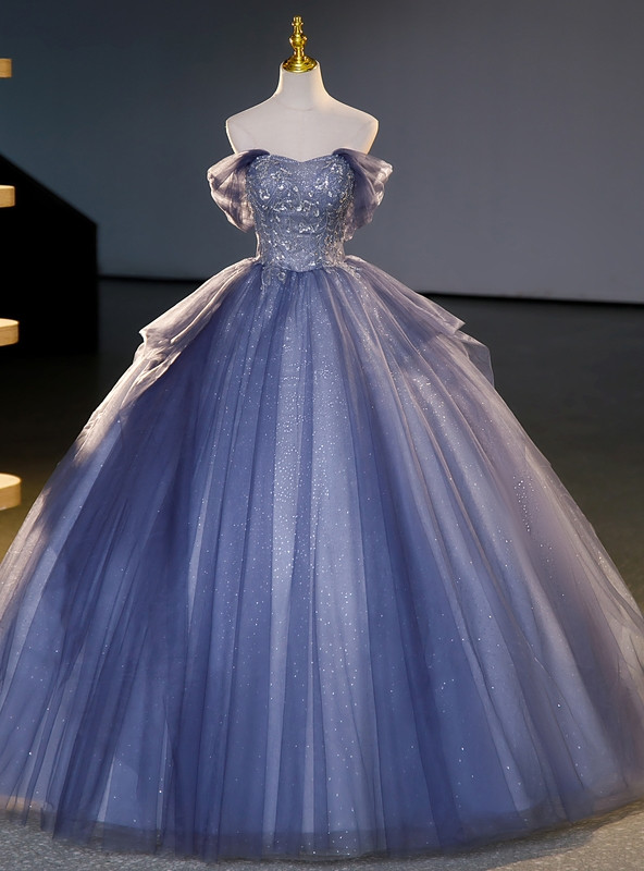 Puffy Ball Gown, Blue Tulle Princess Dresses,Blue Quinceanera Dress Y528 main image 1