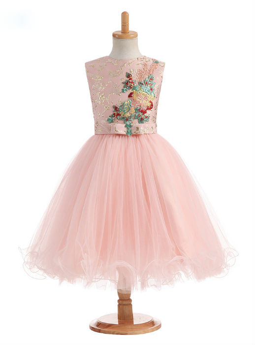 Pretty A Line Satin Tulle Back With Bow Knot Flower Girl Dress