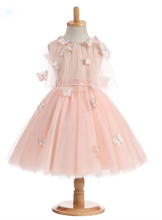 Pretty Cute A Line Satin Tulle Back With Bow Flower Girl Dress C6212 main image 1