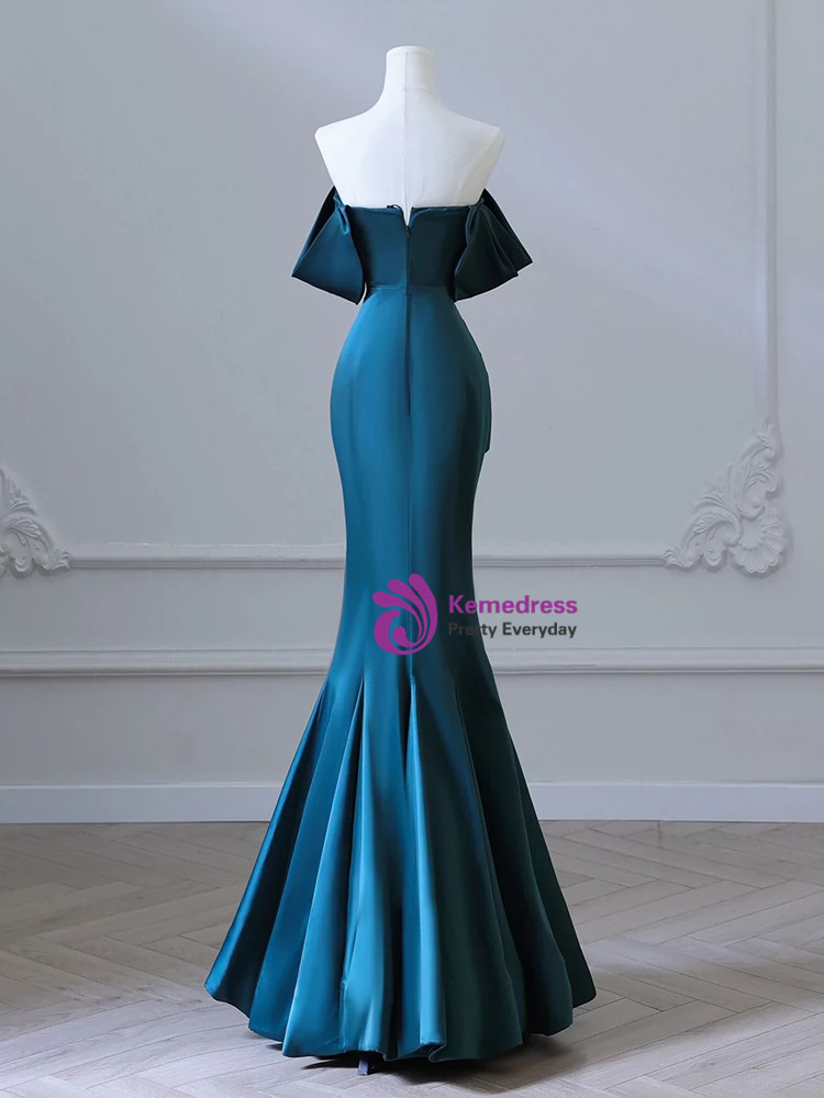 Classy Off The Shoulder Layered Pleated Ball Gown,Green A Line Prom Dress cc2483 main image 1