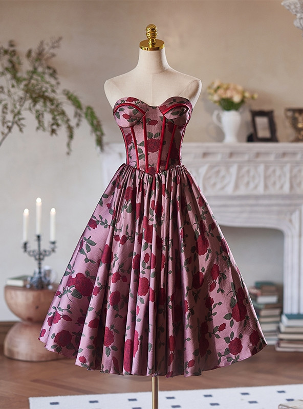 Simple Burgundy Chiffon Birthday Dress Homecoming Dresses main image 1
