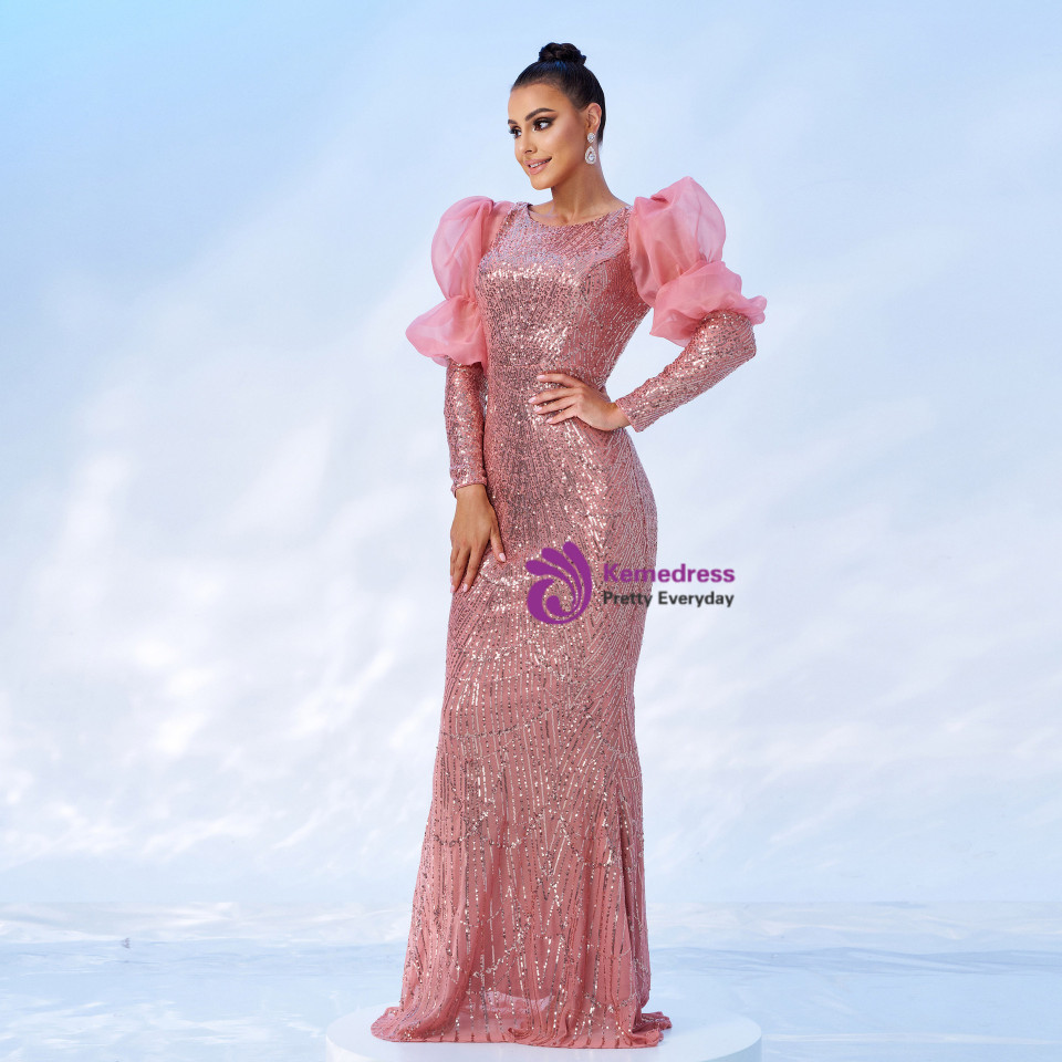 Sexy Pink Sheath Long Party Dress Evening Dress cc1851 main image 0