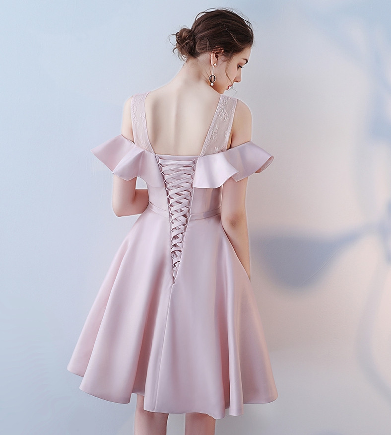 Short A-line One Shoulder Layered Satin Short Prom Homecoming Dresses