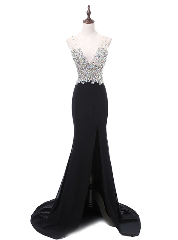 V-neck Cap Sleeves Pleated Floor-length Dress Jade main image 1