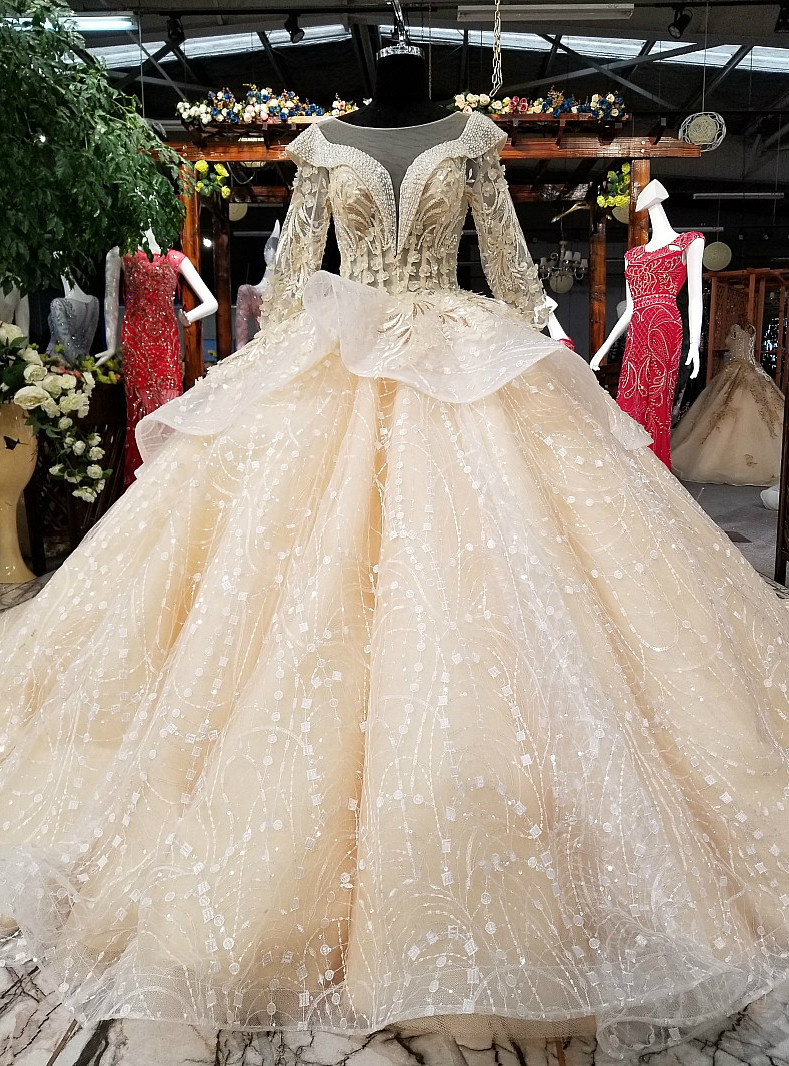 Pretty Ball Gown Strapless Tulle Bow Long Wedding Dresses main image 1