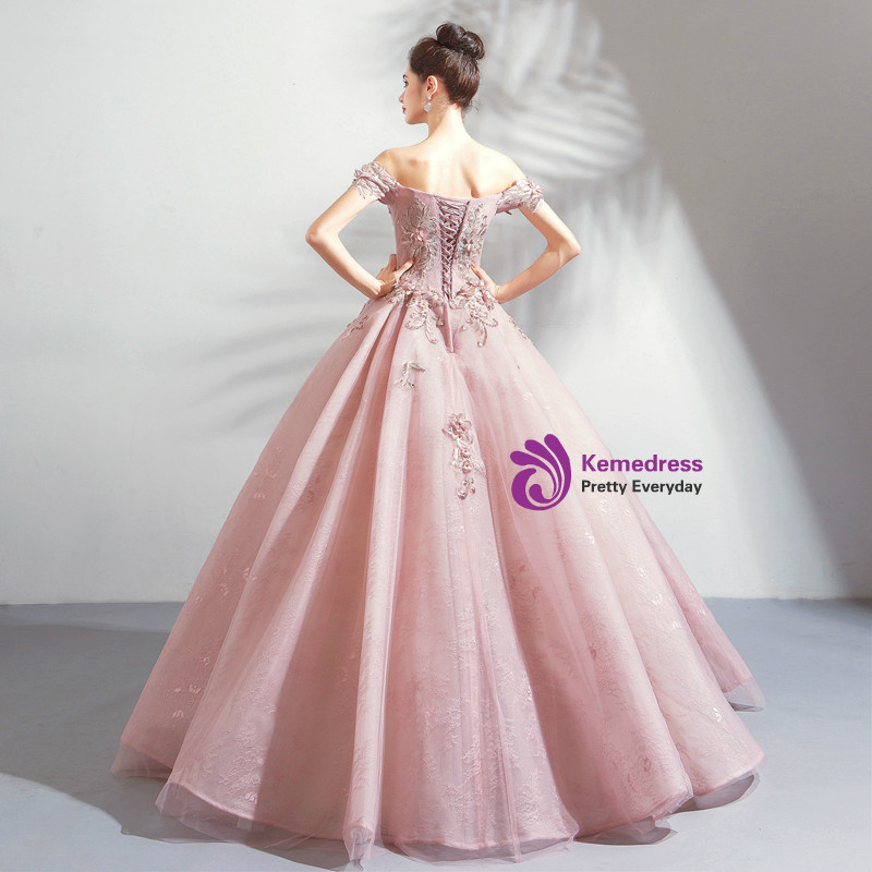 Popular Sweetheart Sleeveless Pink Organza Appliques Wedding Dresses, WD0393