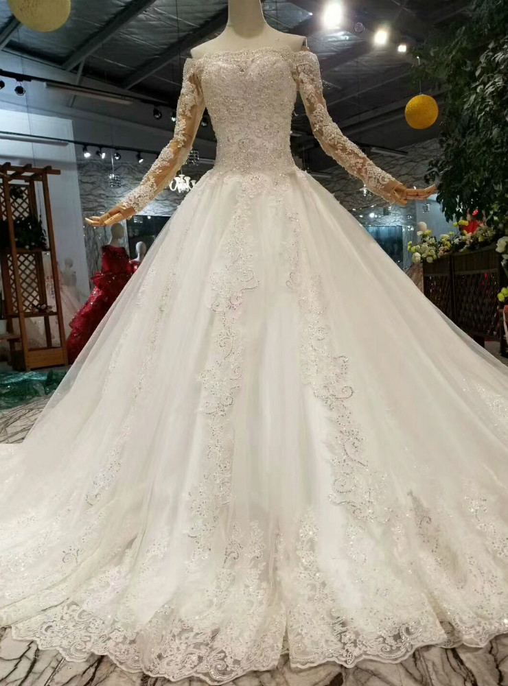 Off-the-shoulder Floral Appliqued Tulle Ball Gown Dress Sky Blue
